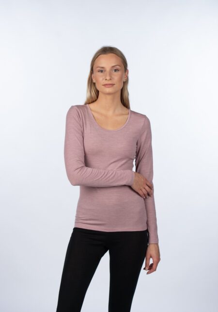 UT marškinėliai su merino vilna moterims rausva
