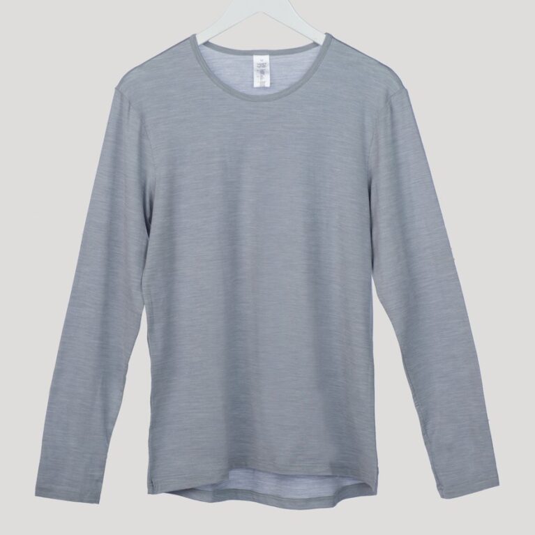 UT Merino vilnos apatiniai marškiniai vyrams, ilgomis rankovėmis, šviesiai pilka