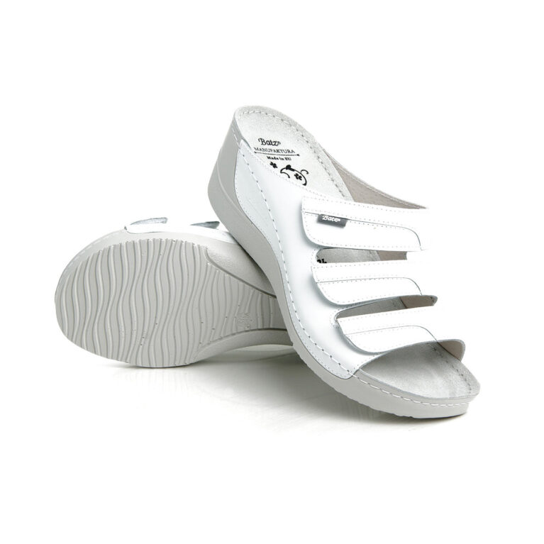 Ortopedinės šlepetės 5cm pakulnė kulno skausmams Batz, Olga balta